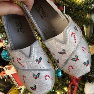 TOMS Kids Silver Holiday Shoes